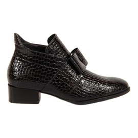 Dámské kozačky Jodhpur kozačky s lakovanou černou mašlí Potocki černá