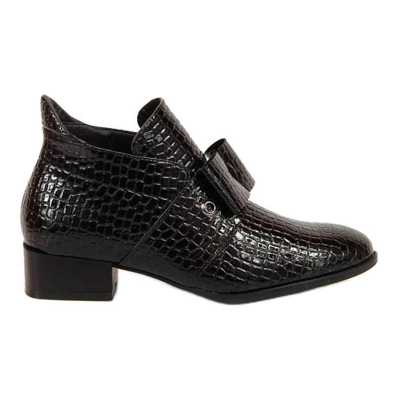 Dámské kozačky Jodhpur kozačky s lakovanou černou mašlí Potocki černá