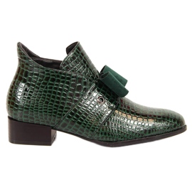 Dámské kozačky Jodhpur boots s lakovanou zelenou mašlí Potocki zelený