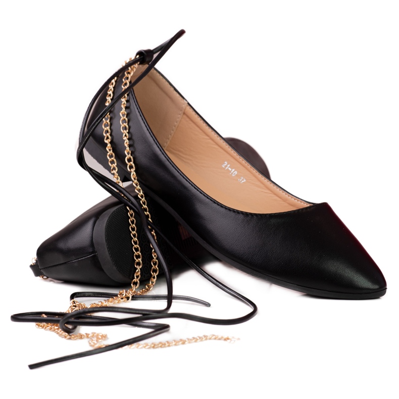 Dámské baleríny Shelovet černé s řetízky černá