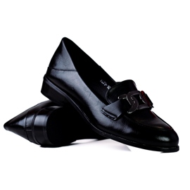 Elegantní dámské mokasíny s řetízkem Vinceza black černý