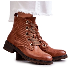 PG1 Kožené Prošívané Kozačky S Hnědým Oteplením Torino