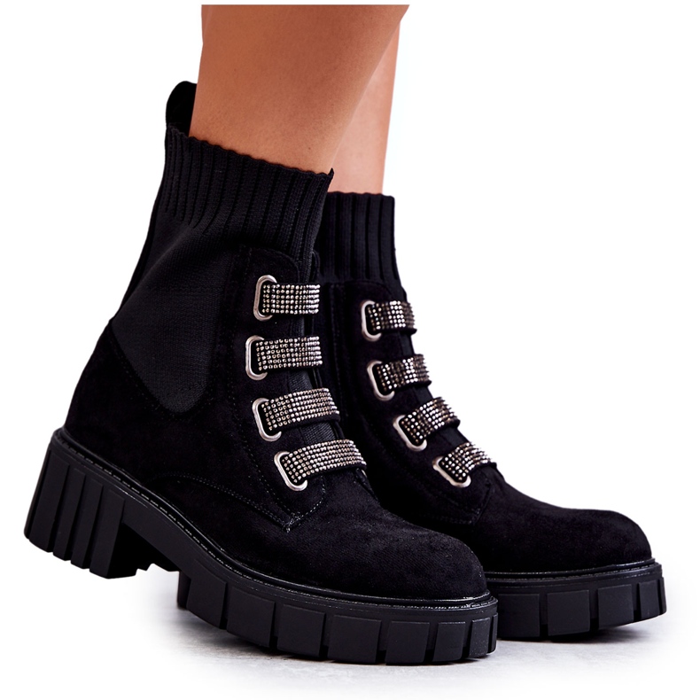 Nazouvací ponožky Hope Black Suede černá