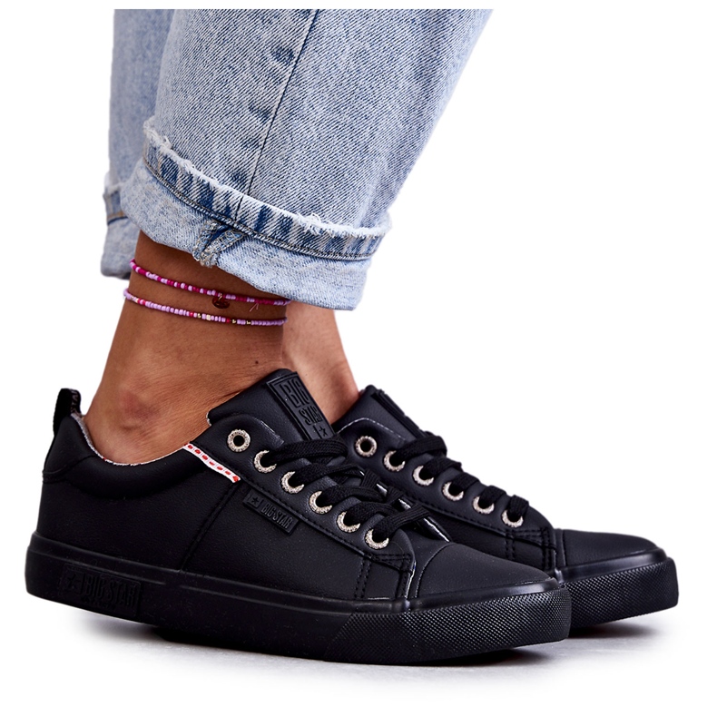 Nízké dámské kožené tenisky Big Star KK274006 Černá