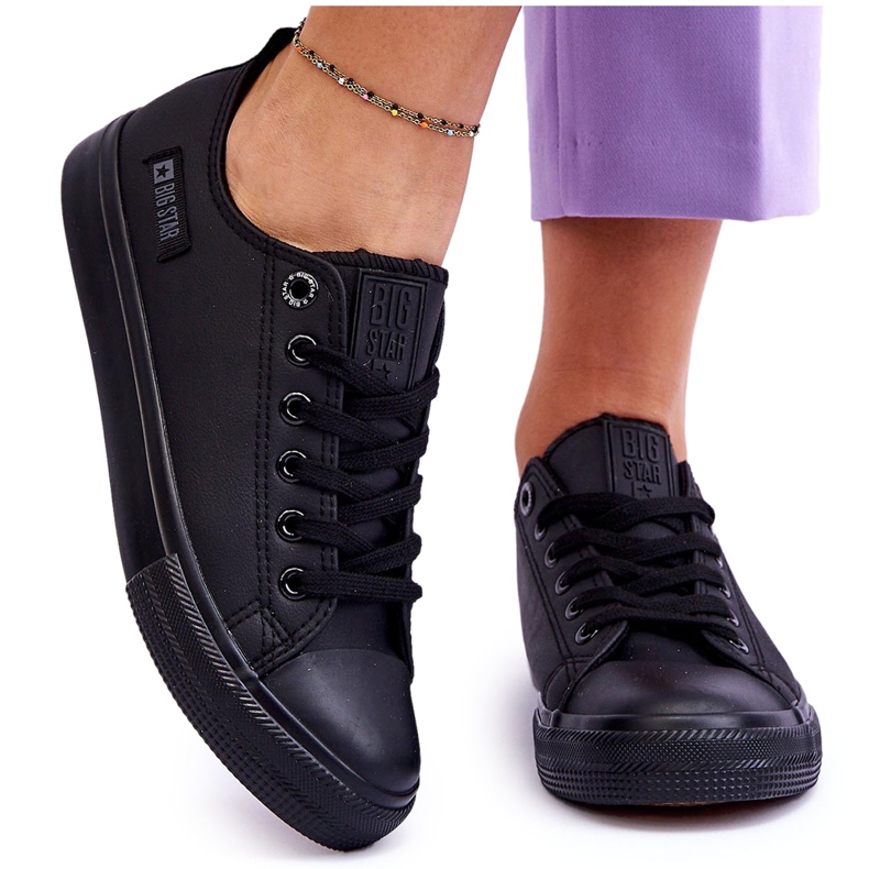 Dámské nízké kožené tenisky Big Star KK274011 černé černá