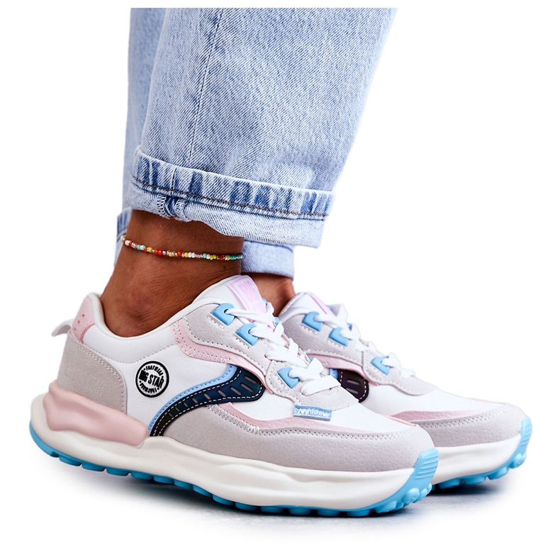 Dámské sportovní tenisky Big Star KK274097 White-Pink bílý růžový šedá