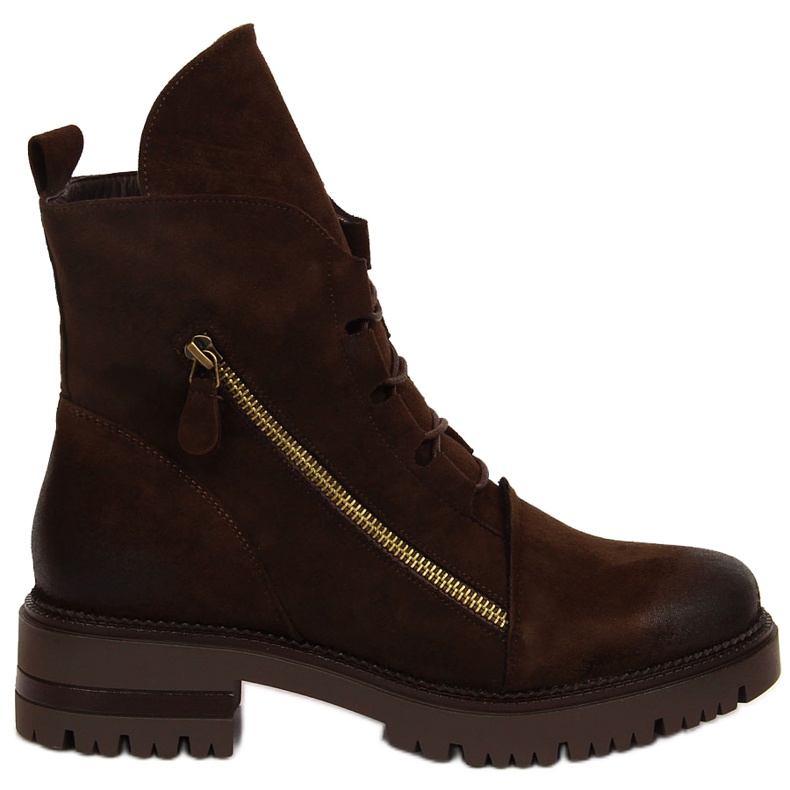 Dámské hnědé kozačky na zip, Potocki hnědý