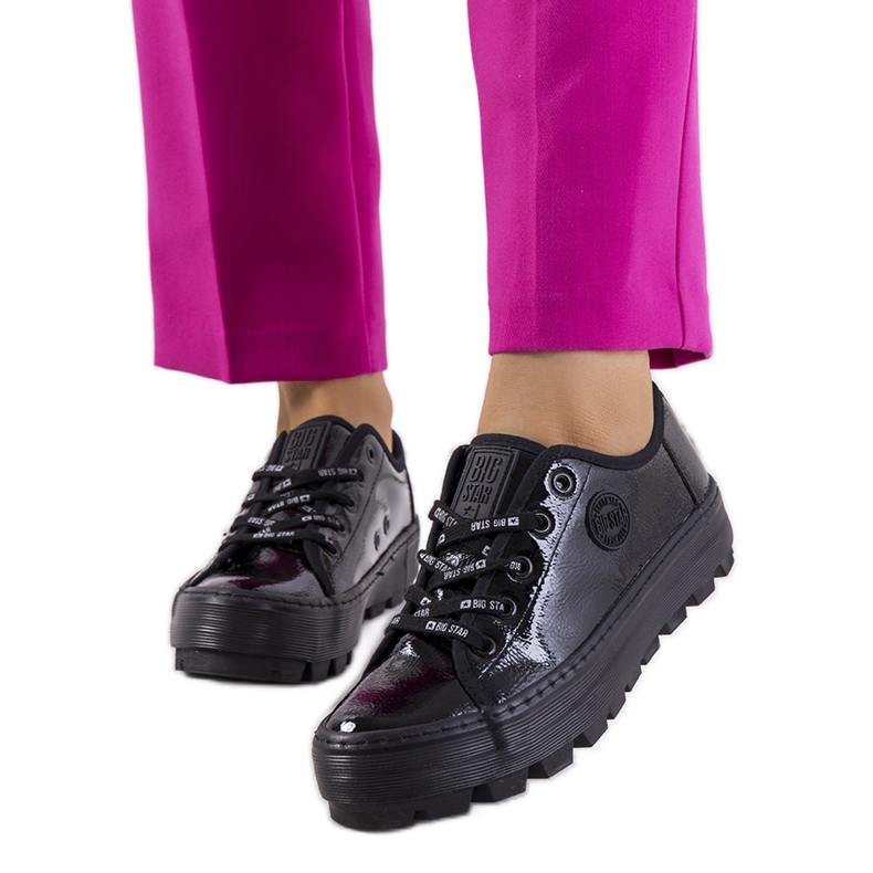 Černé lakované tenisky Big Star KK274044 černá