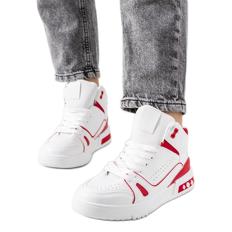 Červené kotníkové tenisky Grandis bílý