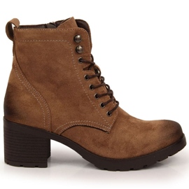 Teplé semišové kozačky Potocki W WOL90B hnědé hnědý Teplé semišové kozačky Potocki W WOL90B hnědé hnědý