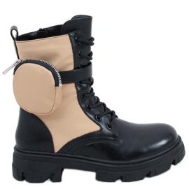 PA1 Šněrovací kozačky Victor Beige béžový černý