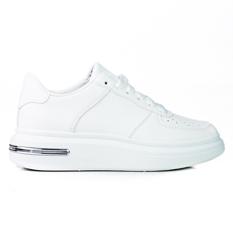 Šněrovací bílé sportovní boty Shelovet vyrobené z ekologické bílé kůže bílý