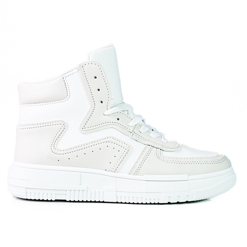 Dámské tenisky High Shelovet vyrobené z ekologické bílé a šedé kůže bílý šedá