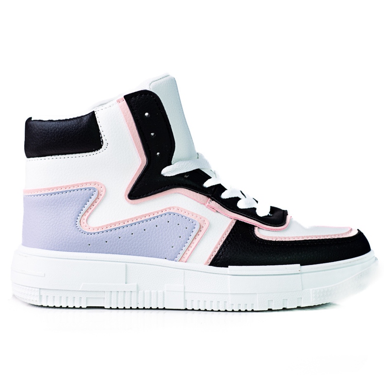 Dámské vysoké tenisky Shelovet z ekologické černé a bílé kůže bílý vícebarevný