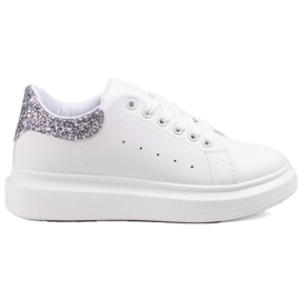 Bílé dámské tenisky Shelovet na bílé platformě bílý