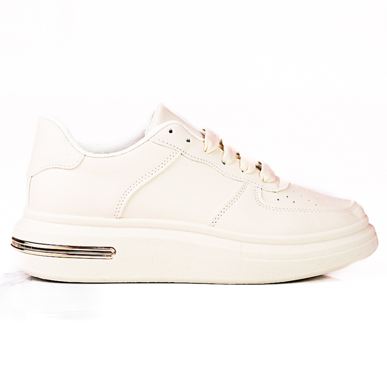 Shelovet bílé šněrovací sportovní boty z ekologické kůže, béžová béžový Shelovet bílé šněrovací sportovní boty z ekologické kůže, béžová béžový