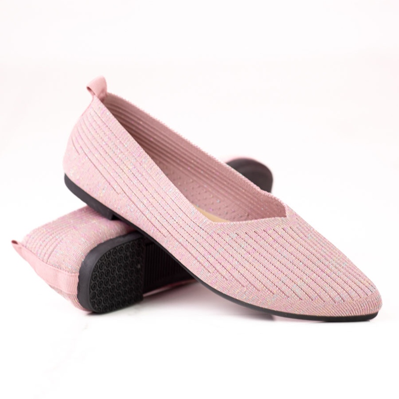 W. Potocki Dámské látkové baleríny Potocki se třpytkami růžový