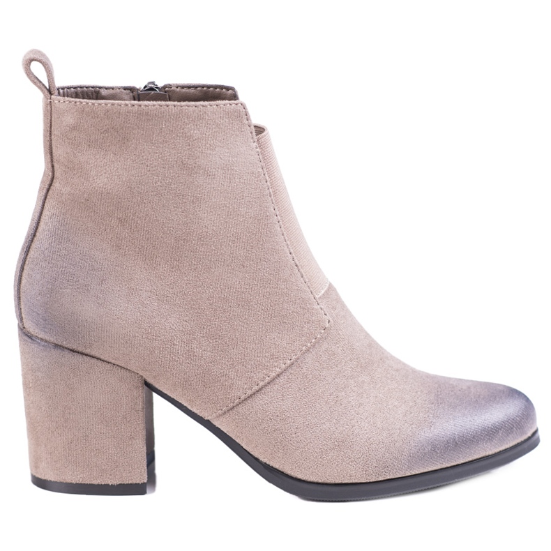 Dámské béžové kotníkové boty s gumou Shelovet béžový Dámské béžové kotníkové boty s gumou Shelovet béžový