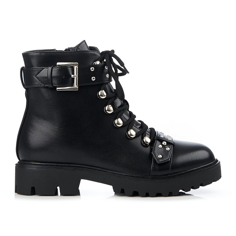 Nízké dámské kozačky Shelovet s korzetovým vázáním černá