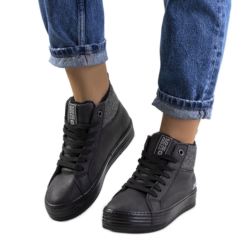 Teplé tenisky na klínku Big Star II274147 černá