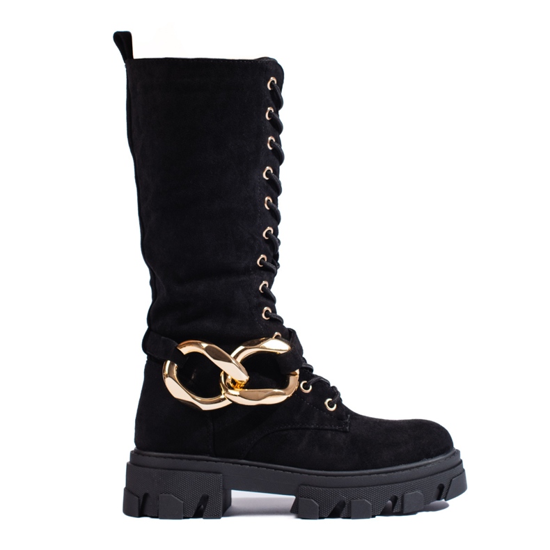 Semišové šněrovací boty pro dámy Shelovet černé černá