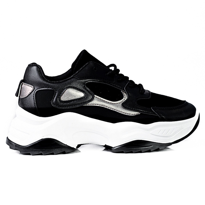 Dámské šněrovací tenisky Shelovet na vysoké platformě černobílé bílý černá