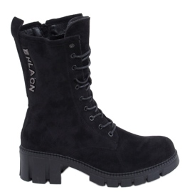 Černé šněrovací kozačky Arne černý