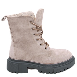 Semišové šněrovací kozačky Roisin Khaki šedá