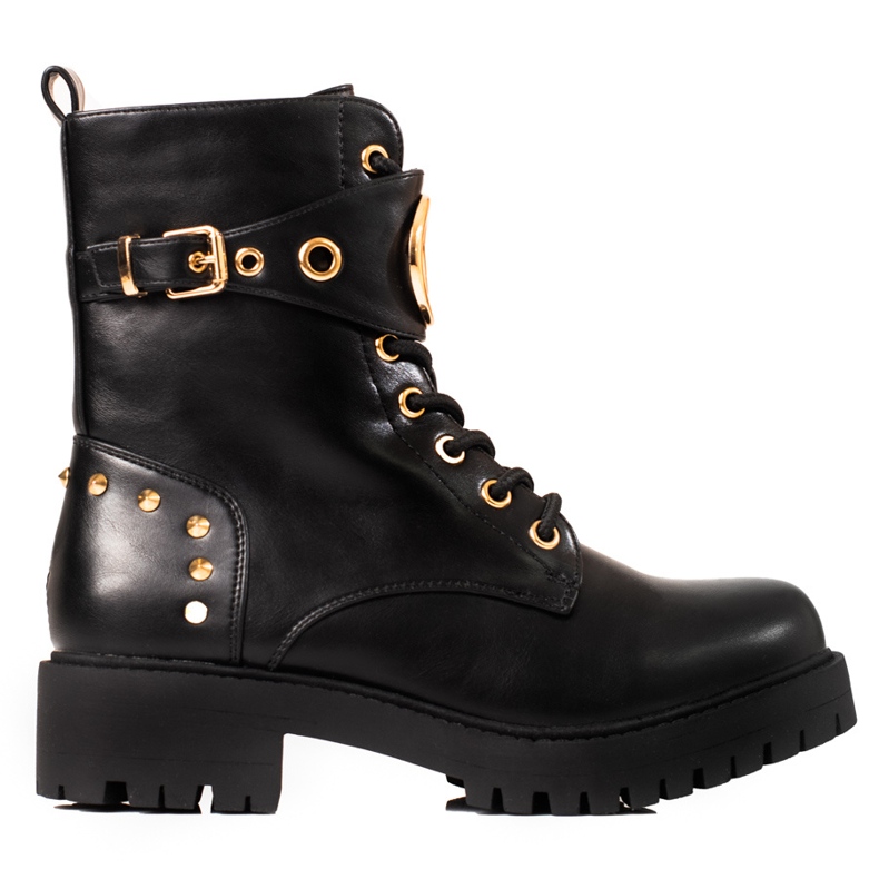 Dámské šněrovací pracovnice Shelovet se zlatými doplňky černá