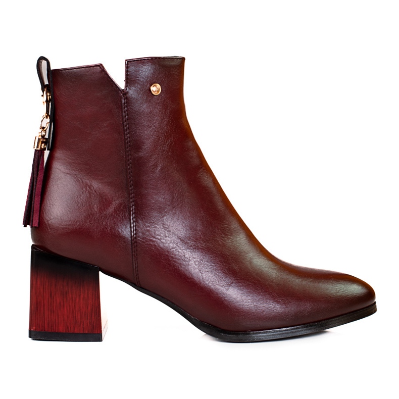 W. Potocki Módní dámské kozačky na sloupku Potocki bordó červené W. Potocki Módní dámské kozačky na sloupku Potocki bordó červené