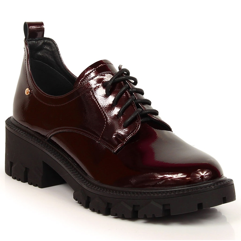 Dámské vínové lakované mokasíny Potocki červené vícebarevný