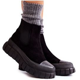 FB2 Módní nazouvací boty na černé platformě Jenna černý