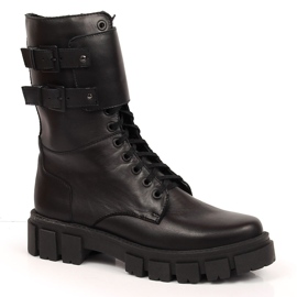 Černé zateplené kožené dámské pracovní boty Dolce Pietro černá Černé zateplené kožené dámské pracovní boty Dolce Pietro černá