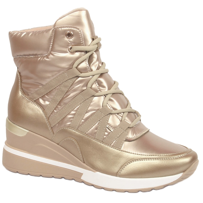 Dámské kozačky, tenisky na klínku zlaté Potocki zlatý