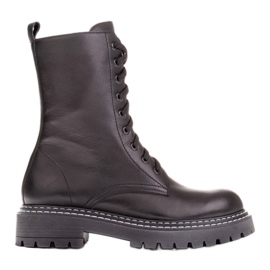 Marco Shoes Šněrovací kozačky se spodním lemem černý