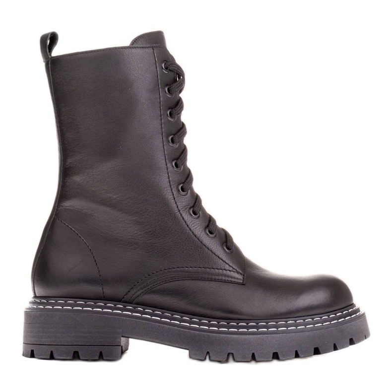 Marco Shoes Šněrovací kozačky se spodním lemem černá