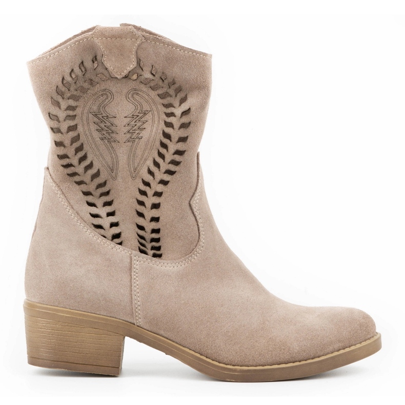 Olivier Dámské prolamované vysoké podpatky Angela béžové kozačky béžový Olivier Dámské prolamované vysoké podpatky Angela béžové kozačky béžový