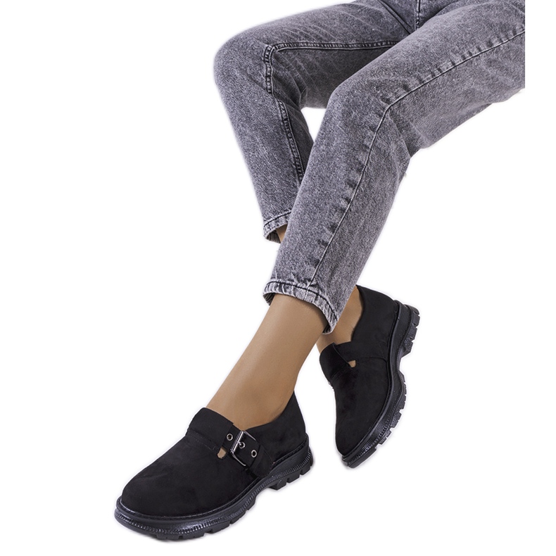 Černé kalhoty s přezkou Ancel černá