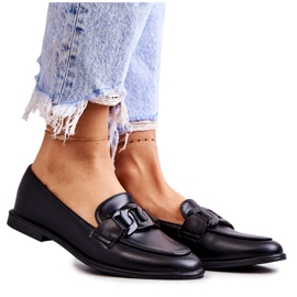 FB2 Dámské kožené mokasíny s černou dekorací Kerrie černá FB2 Dámské kožené mokasíny s černou dekorací Kerrie černá