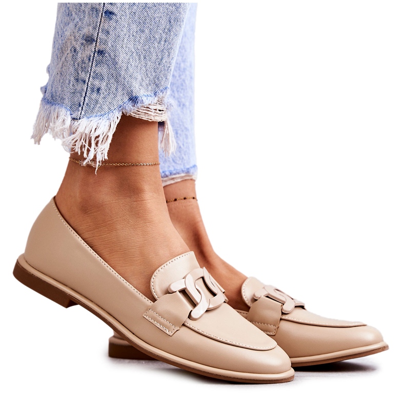 FB2 Dámské kožené mokasíny s béžovou dekorací Kerrie béžový