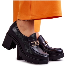 Kožené boty na sloupu se zlatým ornamentem černá Mikeyla černý