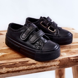 Dětské kožené tenisky na suchý zip Big Star KK374054 Black černá