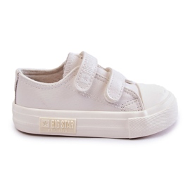 Dětské kožené tenisky na suchý zip Big Star KK374091 Bílé bílý Dětské kožené tenisky na suchý zip Big Star KK374091 Bílé bílý