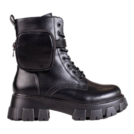 Černé dámské šněrovací dělnice s taškou černá Černé dámské šněrovací dělnice s taškou černá