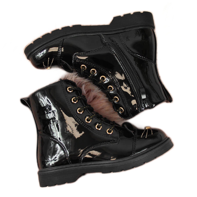 Černé zateplené kozačky Miss❤E s ušima pro dívky černá