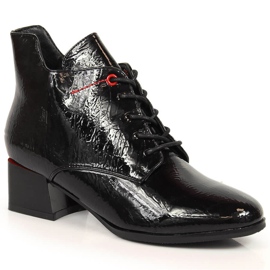 Černé zateplené černé Lakované dámské kozačky Jezzi JEZ371 černá Černé zateplené černé Lakované dámské kozačky Jezzi JEZ371 černá