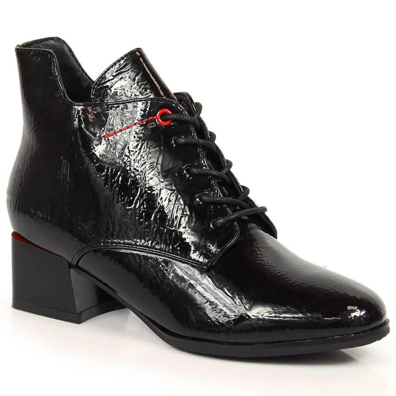 Černé zateplené černé Lakované dámské kozačky Jezzi JEZ371 černá Černé zateplené černé Lakované dámské kozačky Jezzi JEZ371 černá