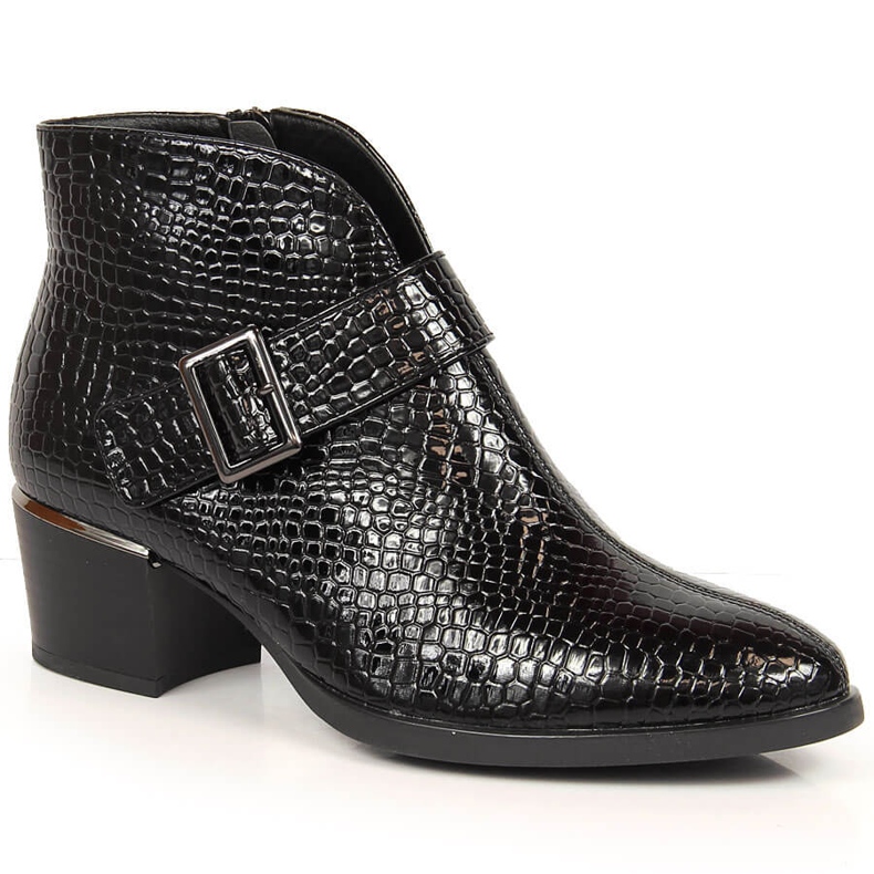 Lakované holínky pro ženy zateplené černý krokodýl Vinceza černá