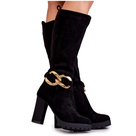 Černé semišové boty Jackson s odnímatelným řetízkem černá Černé semišové boty Jackson s odnímatelným řetízkem černá