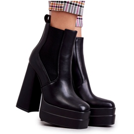 Dámské kozačky z ekokůže na masivním podpatku Black Jones černý